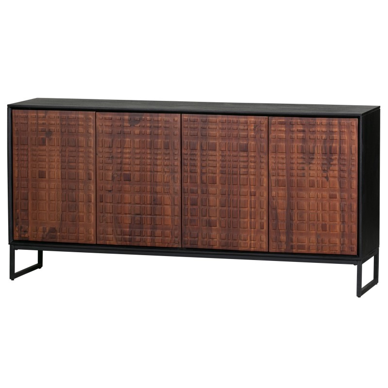 SIDEBOARD SHEESAME WOOD BROWN 4 DOORS - CABINETS, SHELVES